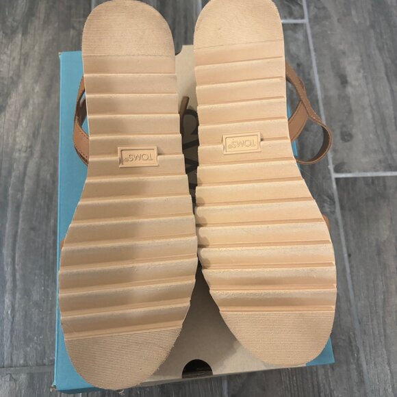 TOMS Brynn Platform Sandal Leather Tan Size 10 - Picture 2 of 4
